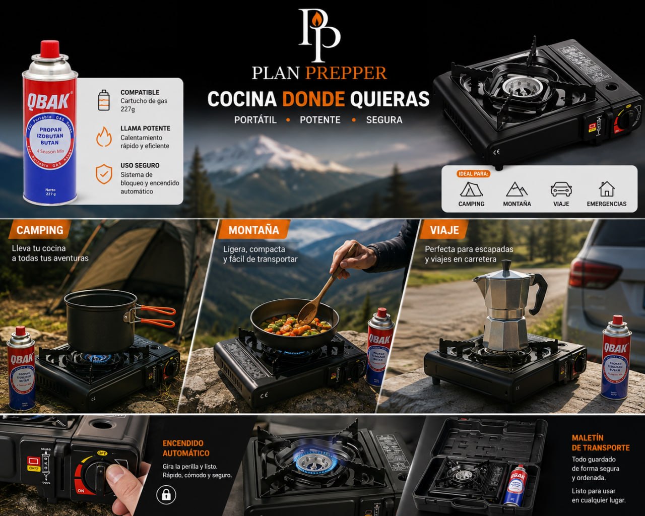 🍳🔥 COCINA DE GAS PORTÁTIL CON 1 FOGÓN