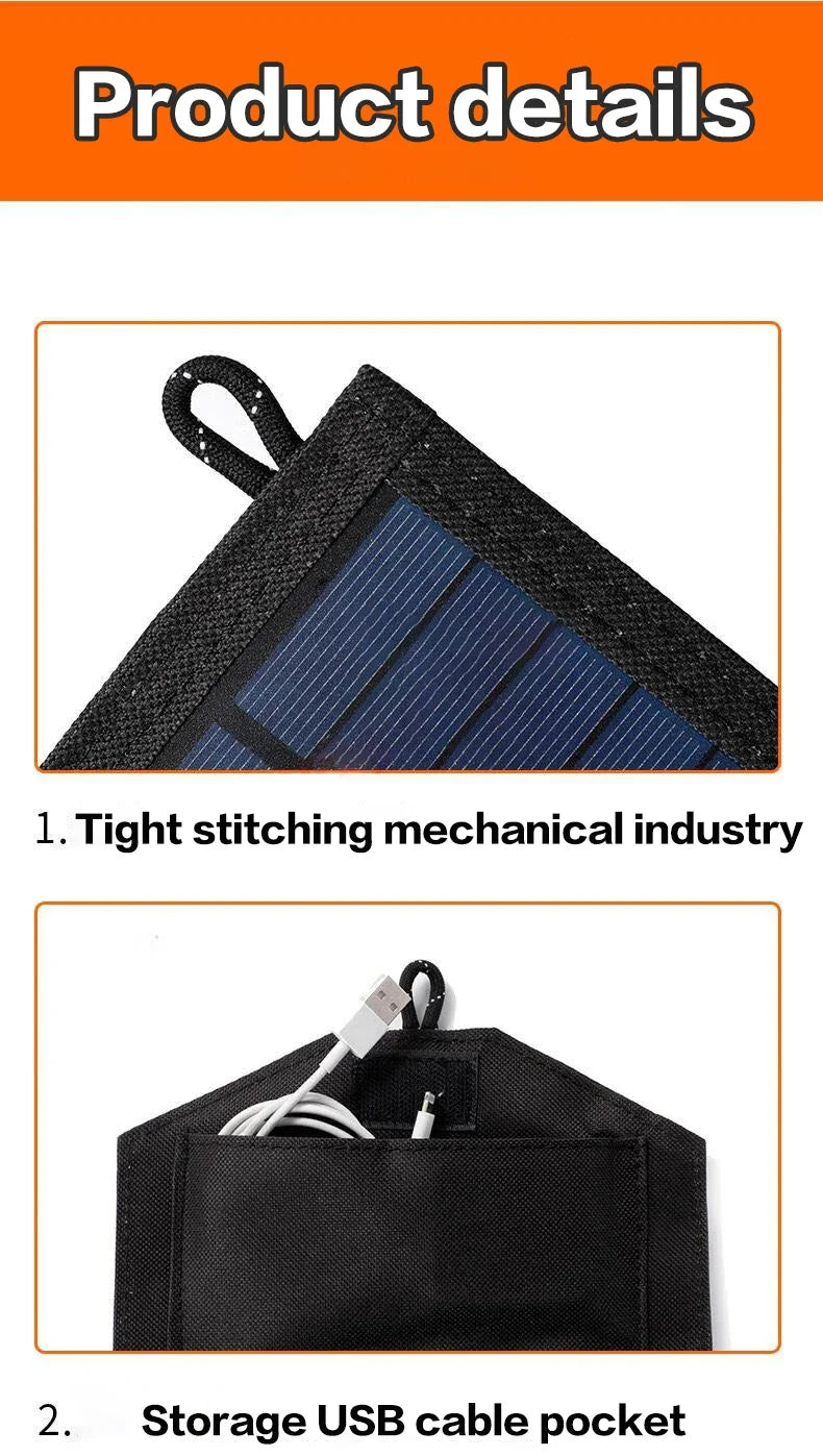 ☀️ PANEL SOLAR PLEGABLE 6 LÁMINAS – CARGADOR USB PORTÁTIL