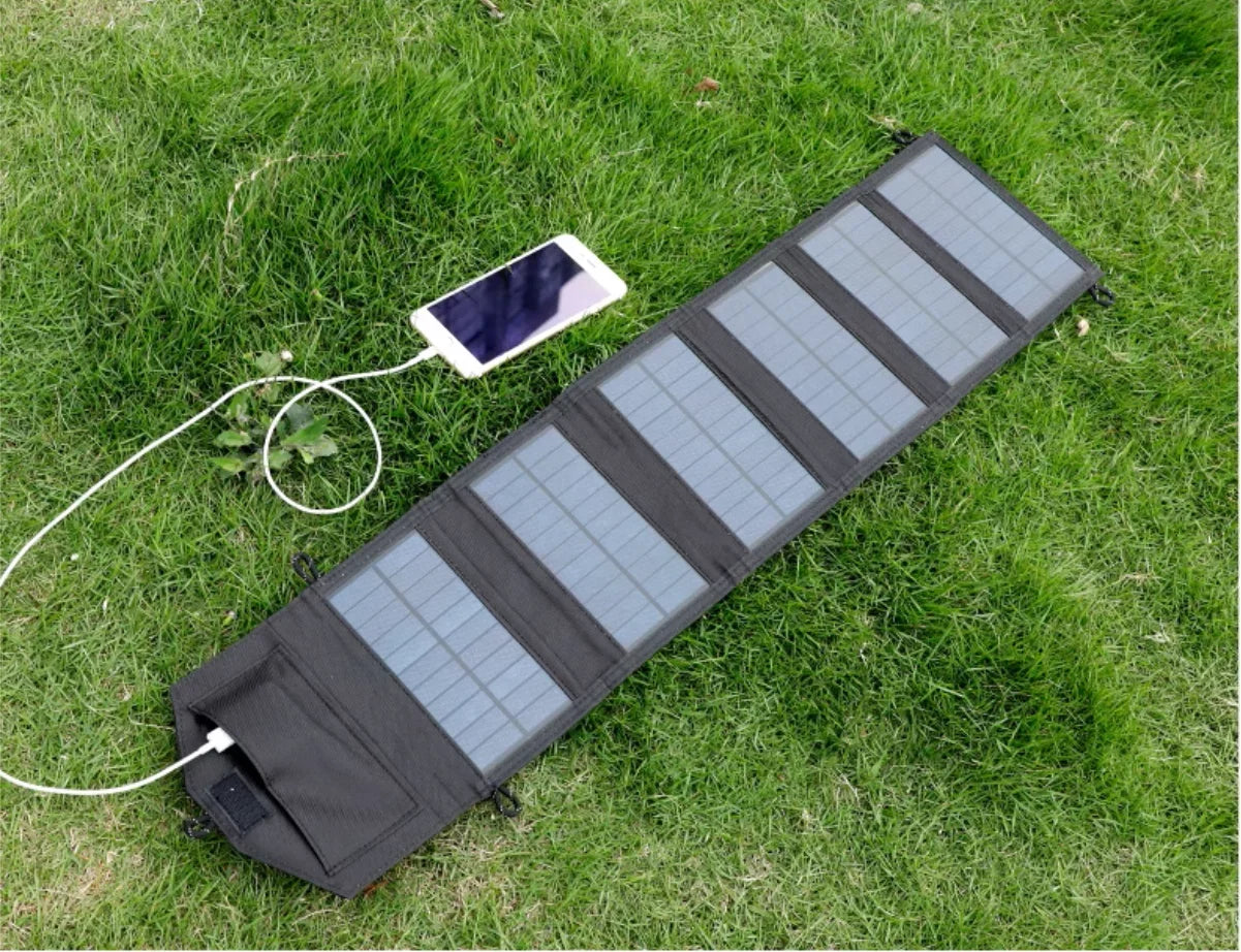 ☀️ PANEL SOLAR PLEGABLE 6 LÁMINAS – CARGADOR USB PORTÁTIL