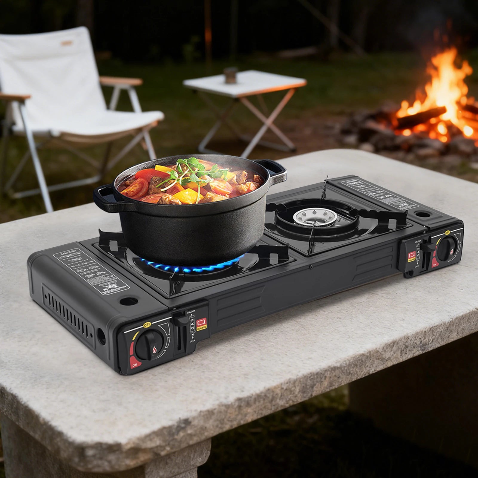 🍳🔥 COCINA DE GAS PORTÁTIL CON 2 FOGONES