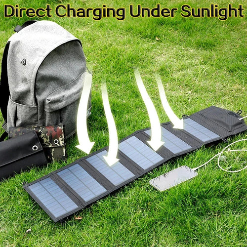☀️ PANEL SOLAR PLEGABLE 6 LÁMINAS – CARGADOR USB PORTÁTIL